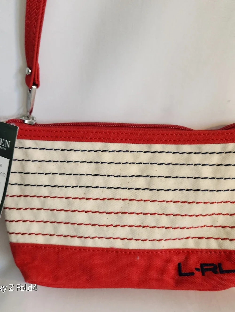 Lauren Ralph Lauren Navy and Red Striped Wristlets (Set of 2)